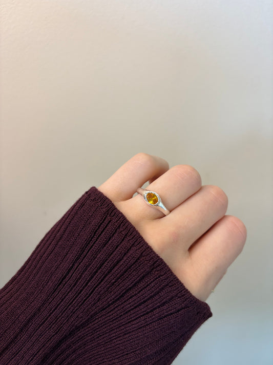 Yellow Lab-Grown Sapphire Oval Shape Silver Ring