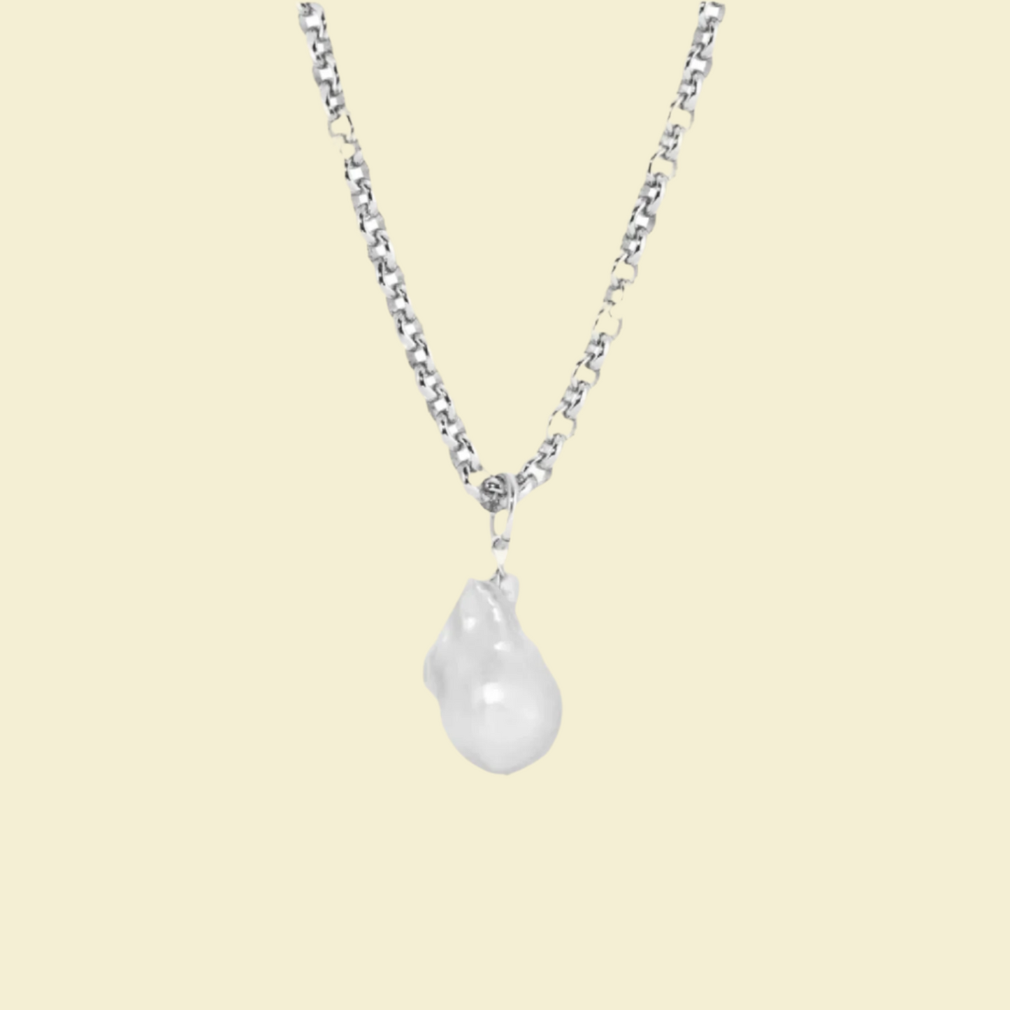 Natural Baroque Pearl Necklace with Chunky Sterling Silver Chain