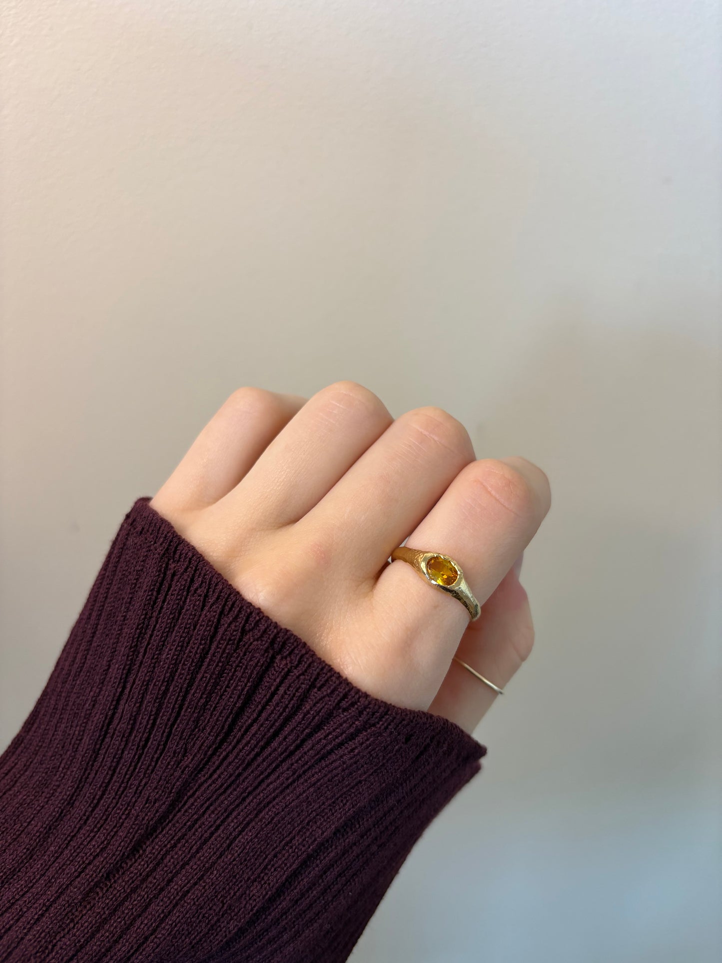 Yellow Lab-Grown Sapphire Oval Shape Gold Plated Ring