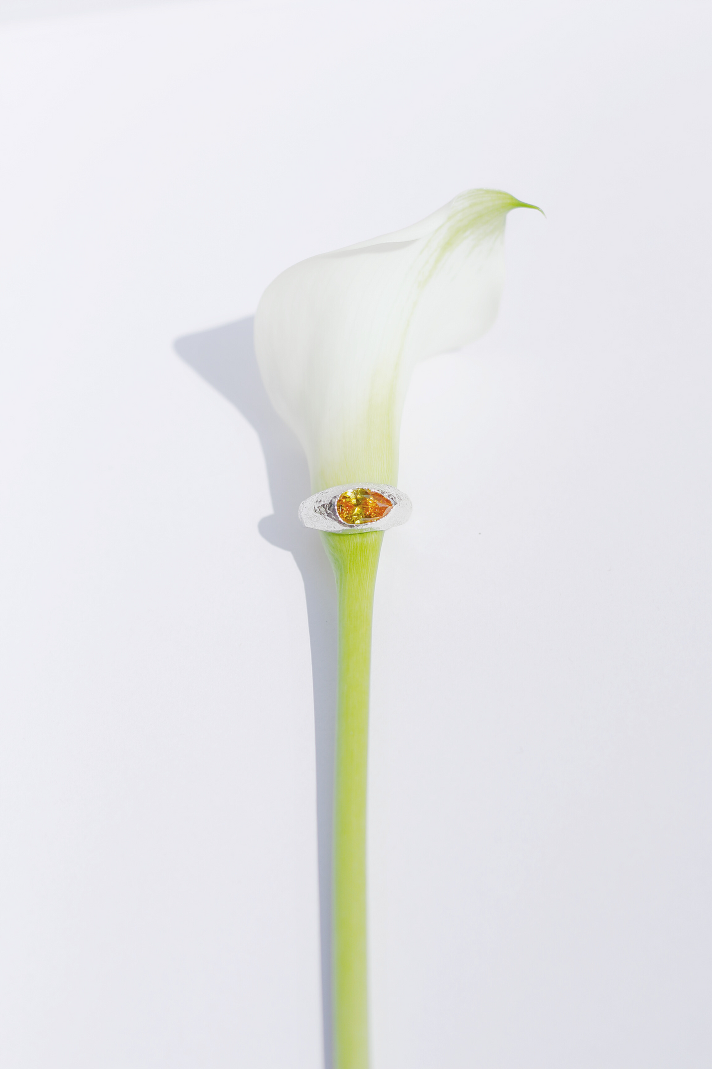 Chunky Yellow Pear Silver Dome Ring