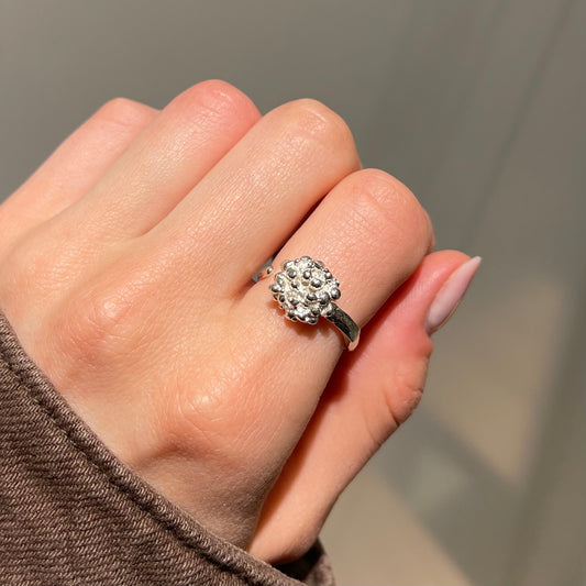 Bubbly Cluster Adjustable Silver Ring