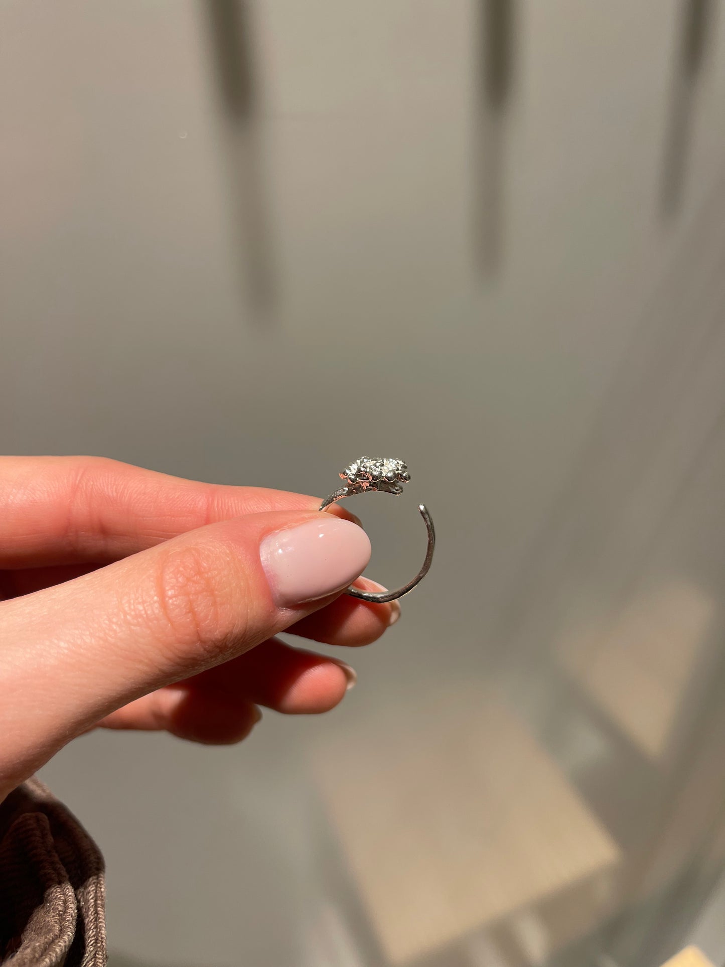 Bubbly Cluster Adjustable Silver Ring