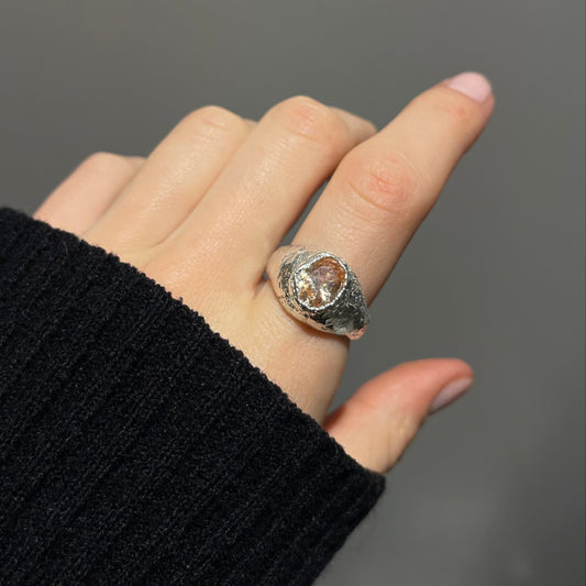 Chunky Oval Champagne Sterling Silver Dome Ring
