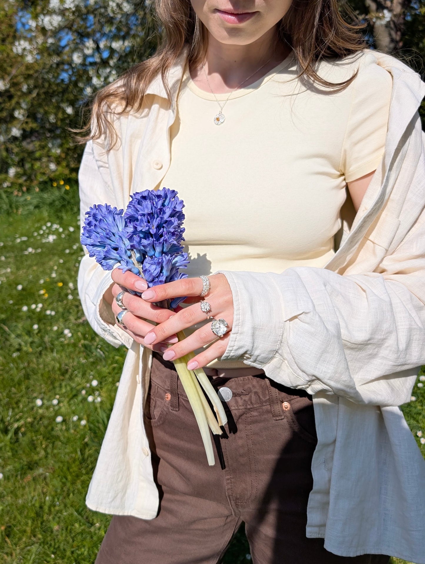 Textured Medallion Necklace with Baguette Stone
