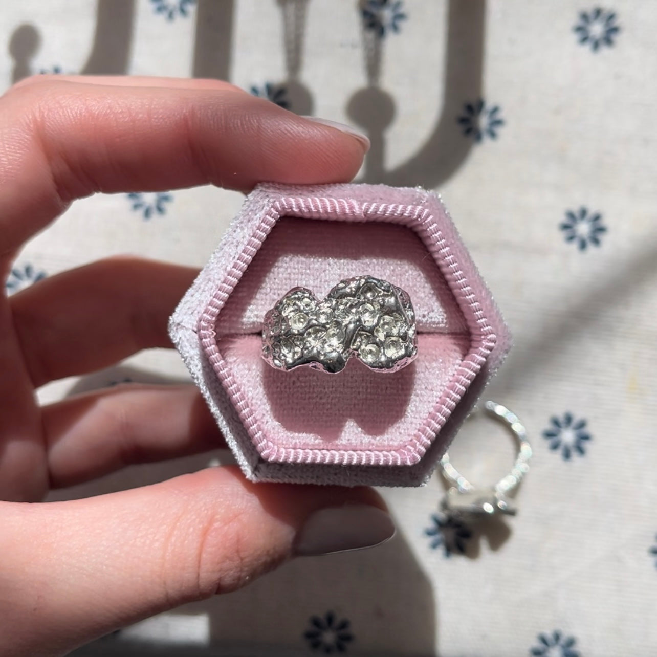 Chunky Textured Sterling Silver Ring Adjustable