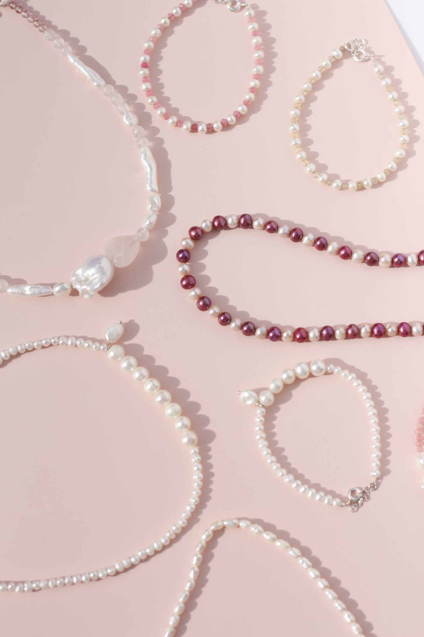 Pink Round Pearl Necklace