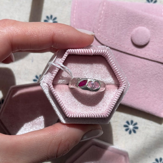 Marquise Ruby and Pink Stone Band Chunky Ring