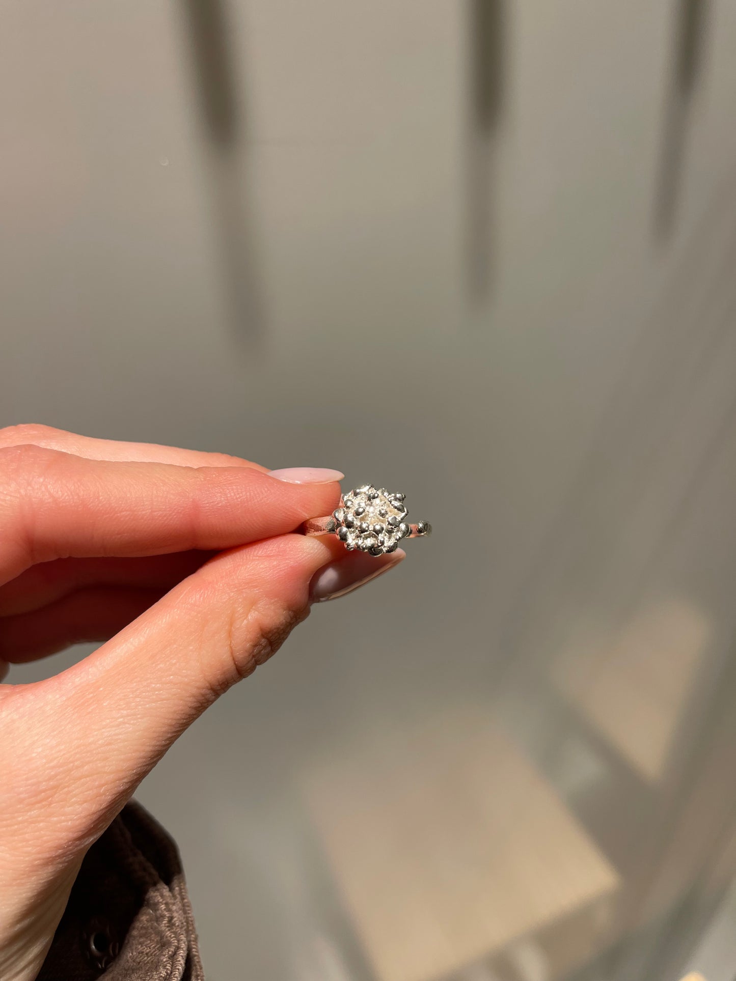 Bubbly Cluster Adjustable Silver Ring