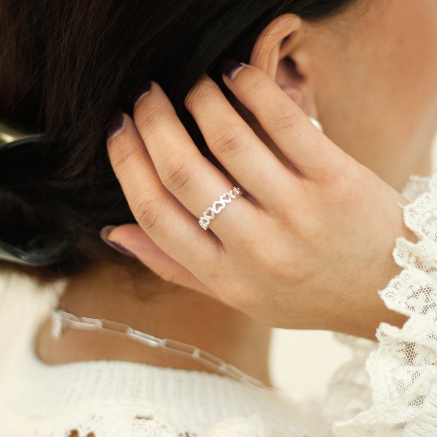 Heart Half Eternity Dainty Ring