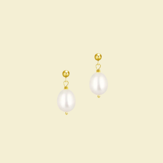 Drop Pearl Earrings Gold
