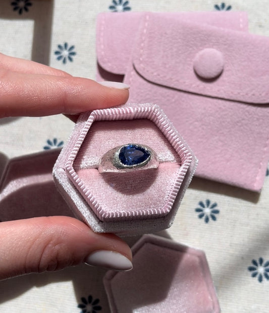 Chunky Violet Pear Shape Silver Ring