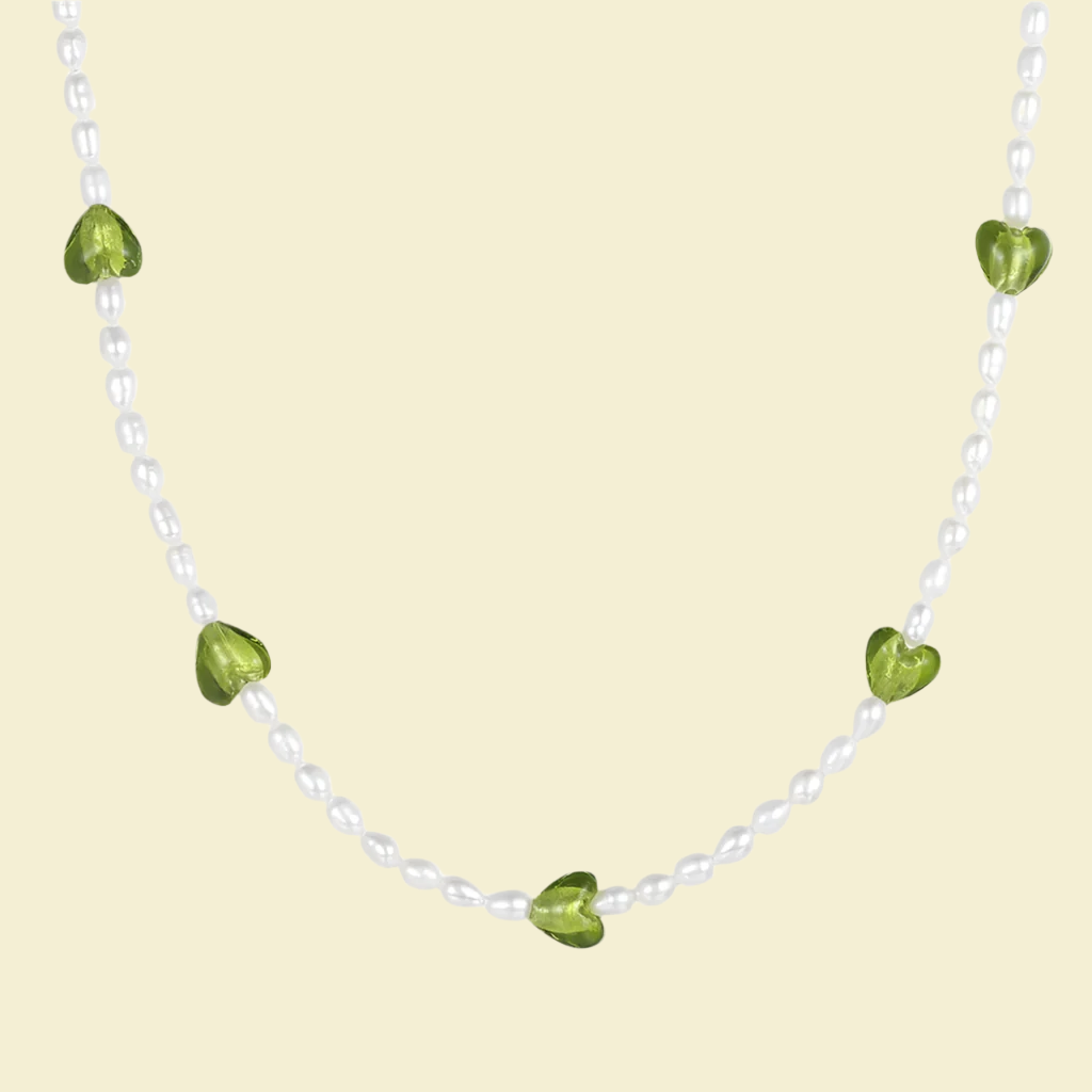 Green Heart Pearl Necklace