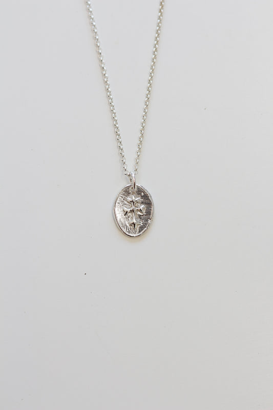Cross Oval Sterling Silver Medallion Necklace
