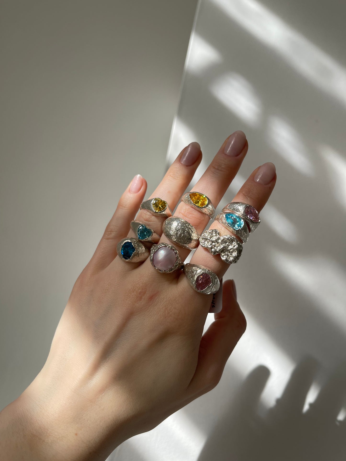 Chunky Blue Pear Silver Dome Ring