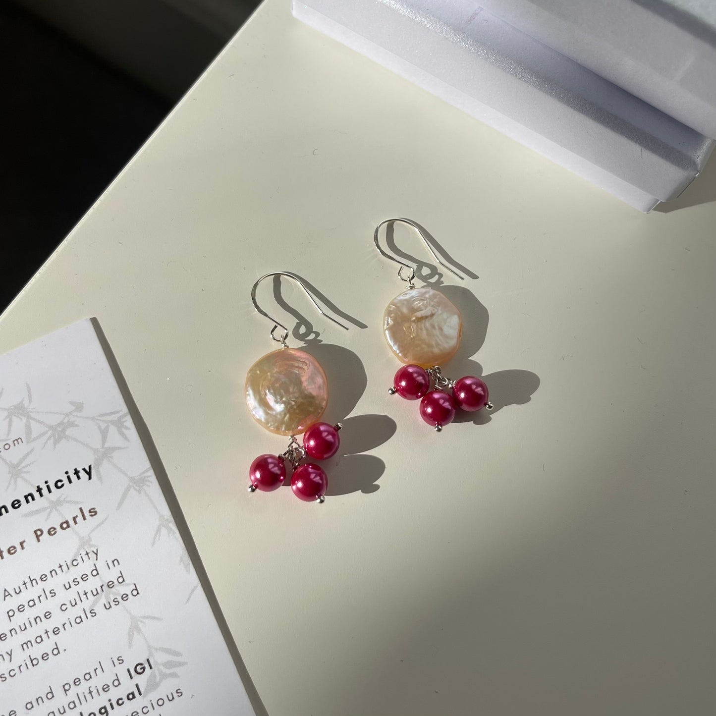 Round Pink Freshwater Pearl Earrings