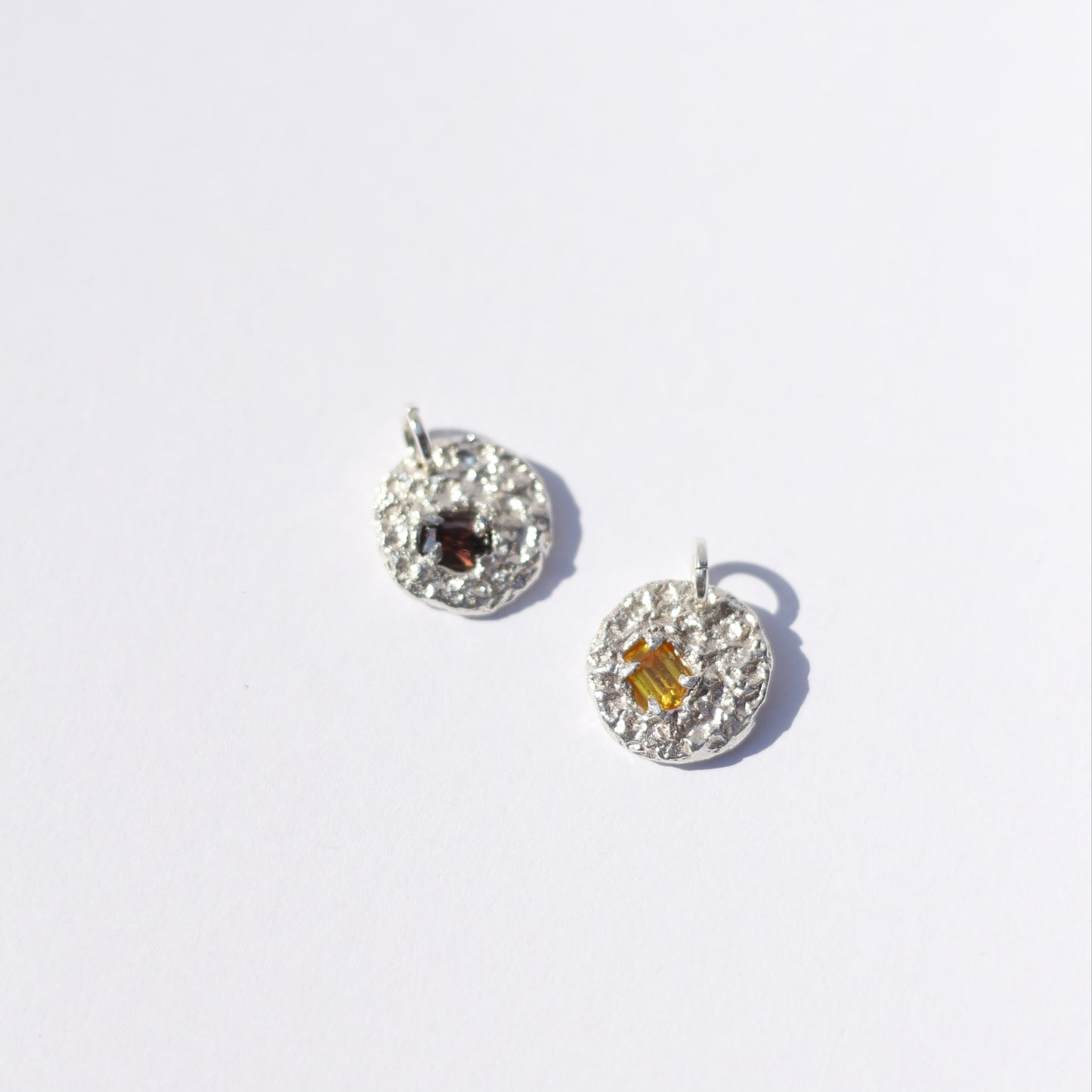 Textured Medallion Necklace with Baguette Dark Stone