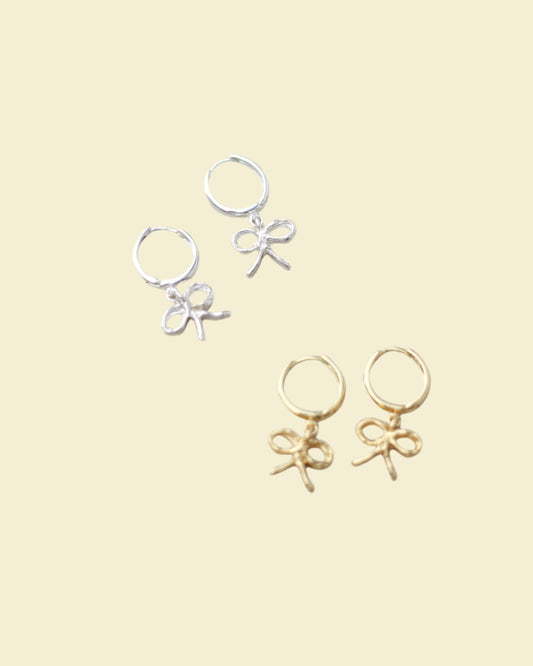 Bow Handmade Huggie Earrings