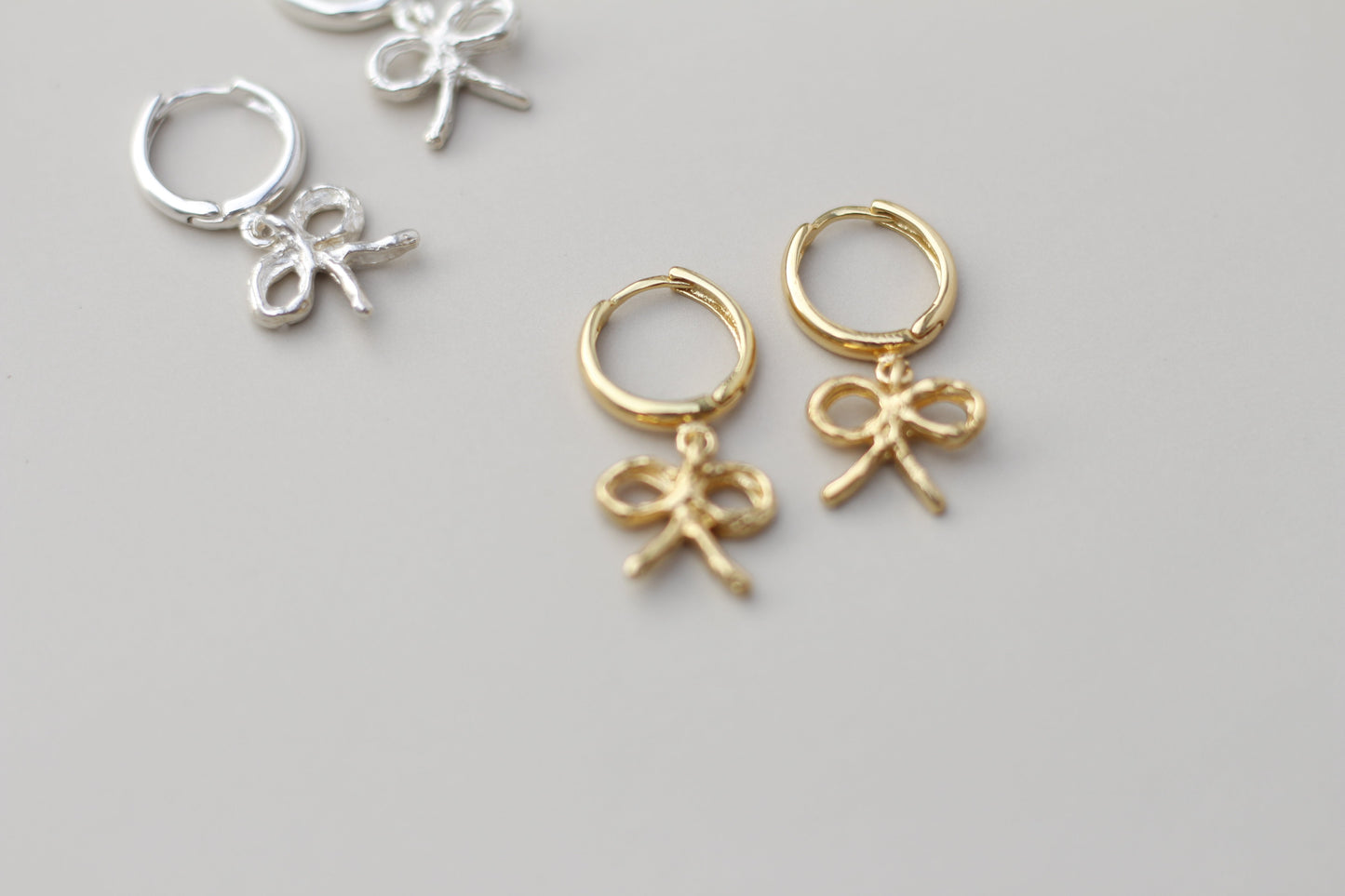 Bow Handmade Huggie Earrings