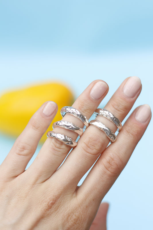 Irregular Adjustable Silver Band Ring (Chunky)