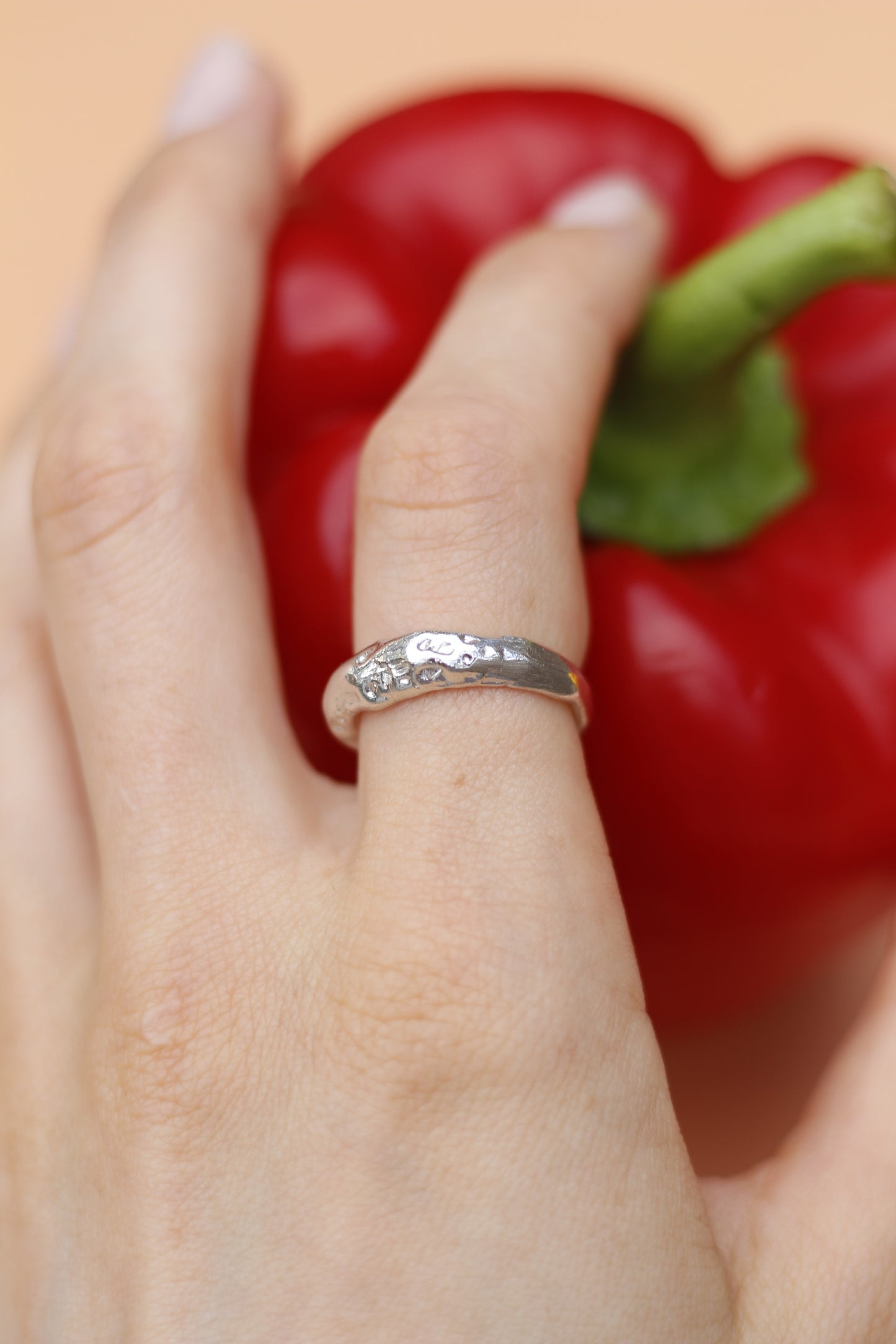 Irregular Adjustable Silver Band Ring (Chunky)