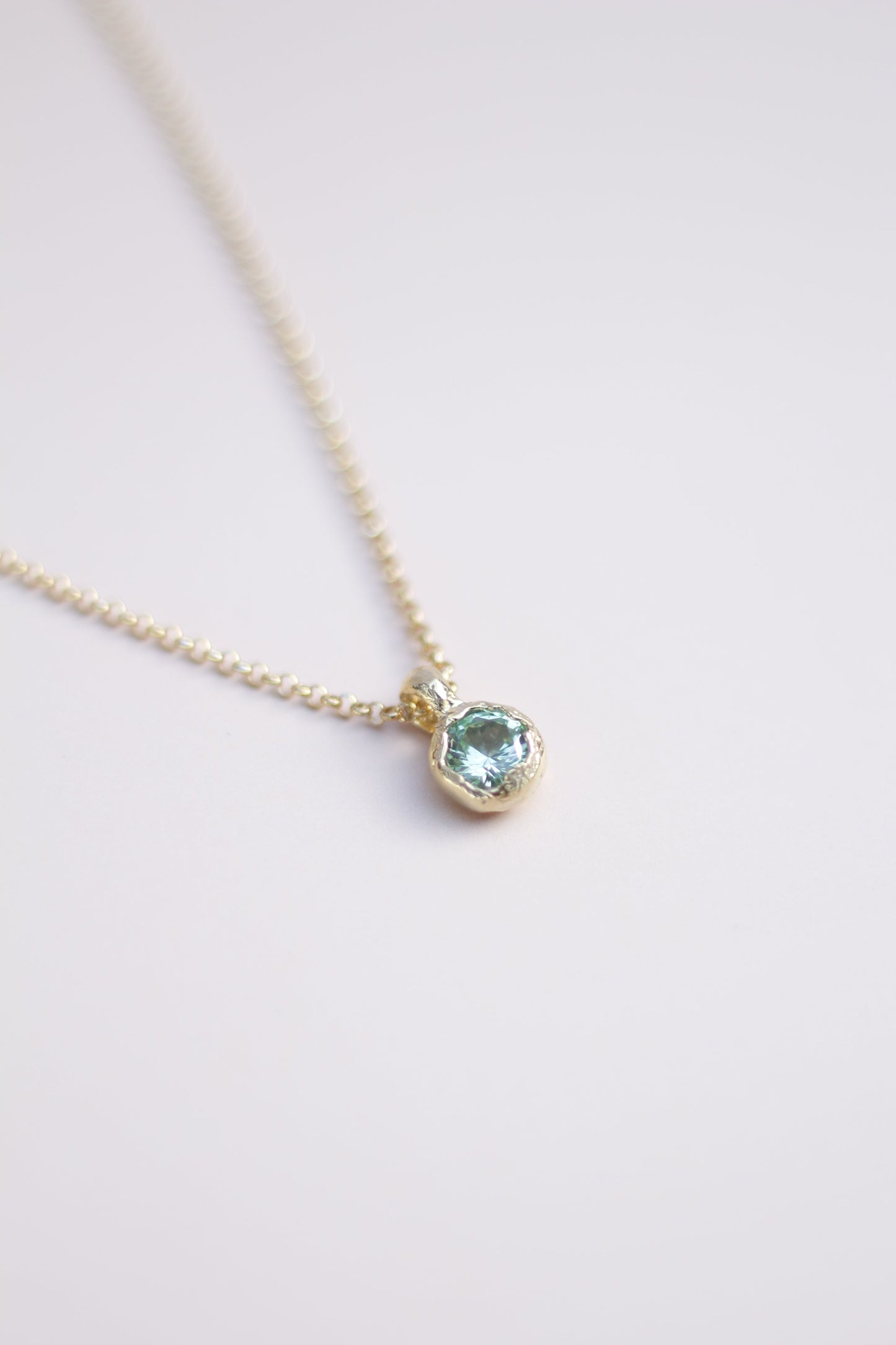 Sage Green Lab-Grown Sapphire Pendant Gold Plated Necklace