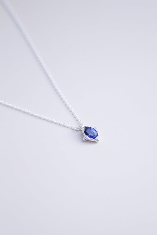 Blue Dot Lab-Grown Sapphire Pendant Necklace