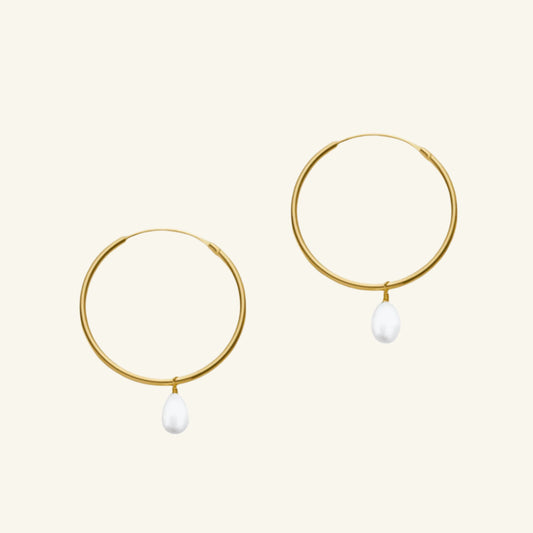 Large Hoop Pearl Earrings