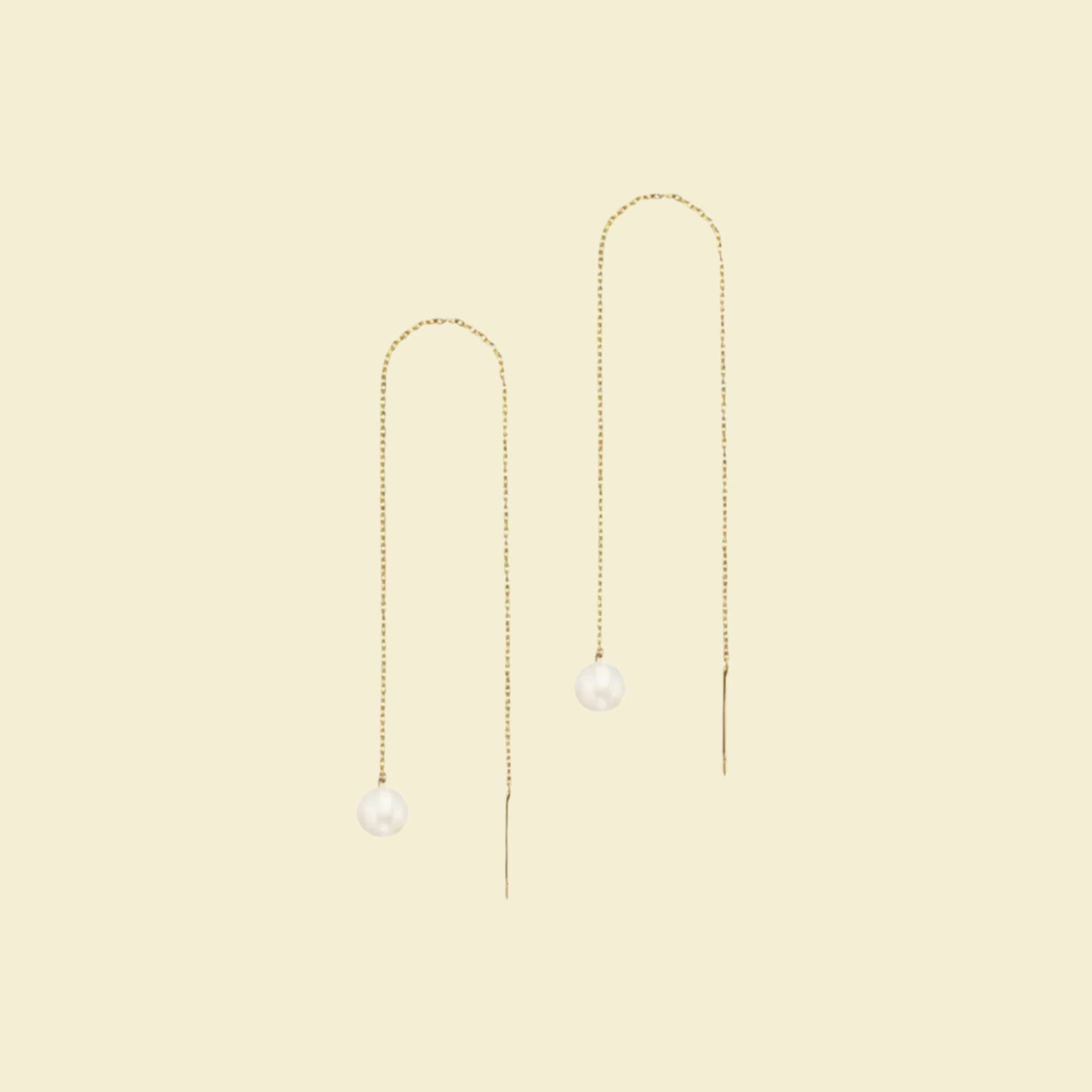 Tiny Chain Threader Pearl Earrings