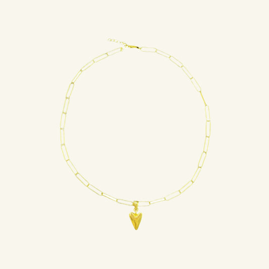 Link Chain Necklace with Heart Pendant