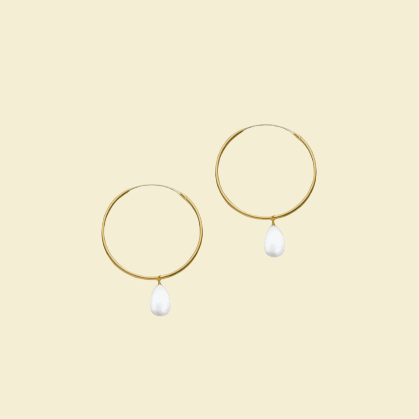 Mid-Size Hoop Pearl Earrings