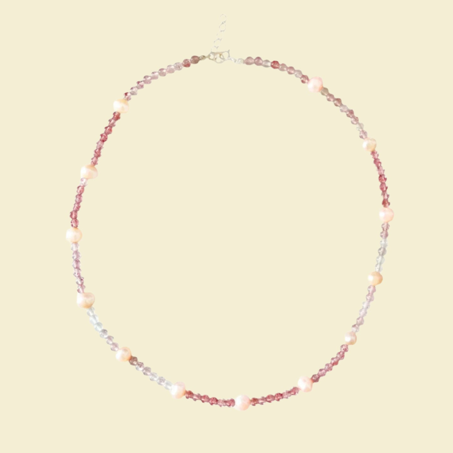 Strawberry Quartz Pink Pearl Necklace