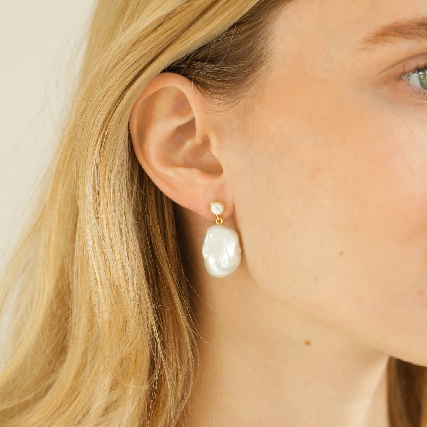 Large Baroque Pearl Stud Earrings