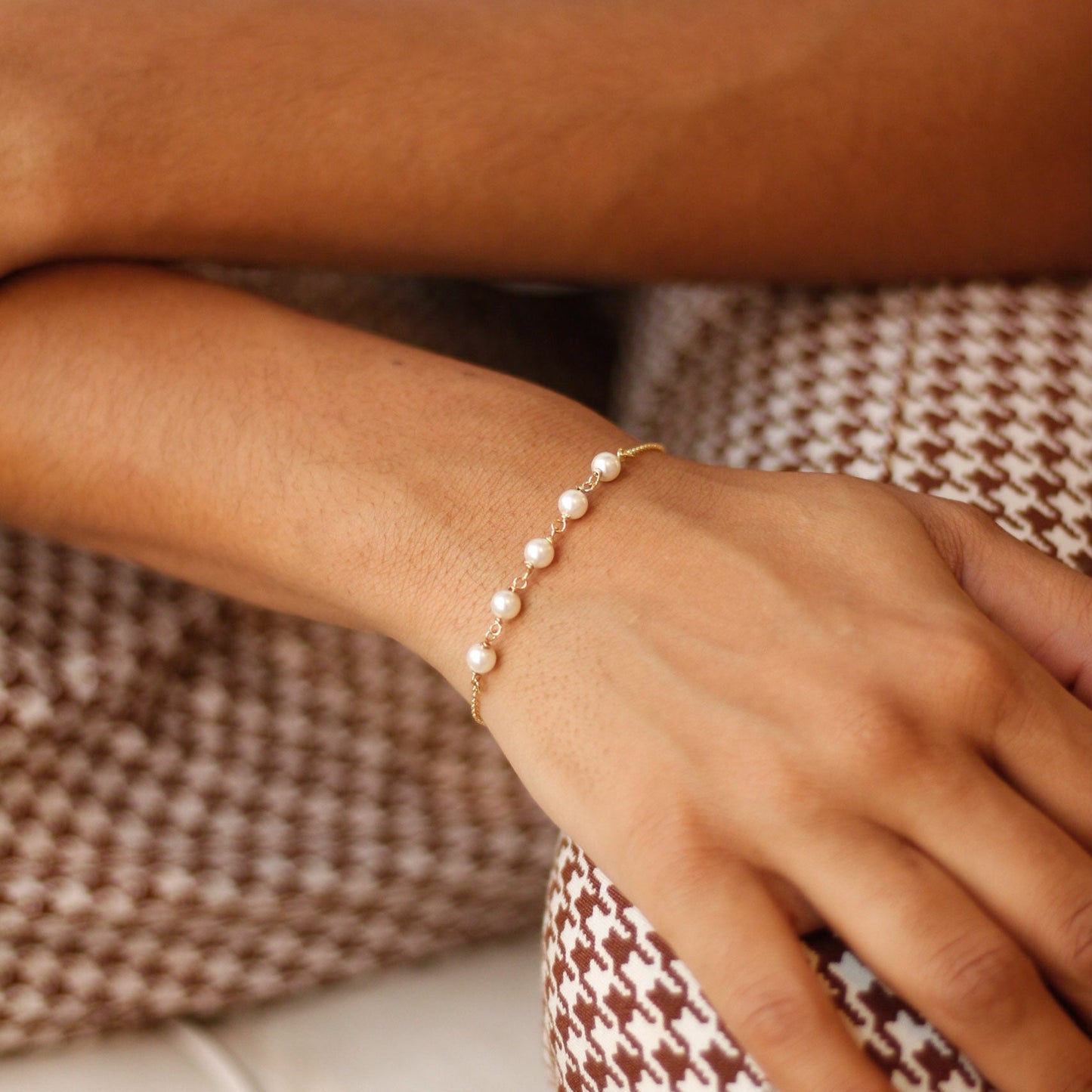 Round Chain Pearl Bracelet