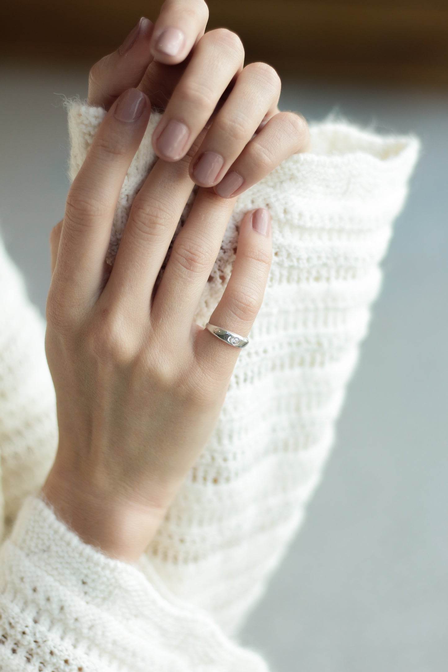 Slim Signet Ring with Cubic Zirconia Dainty