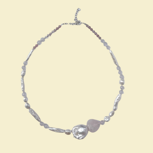 Rose Quartz Pearl Necklace