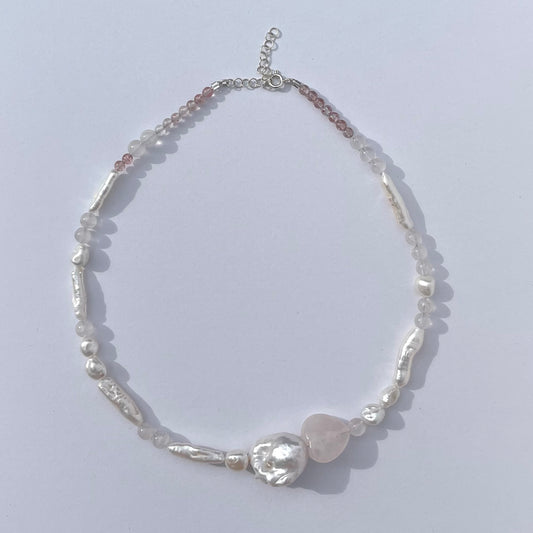Rose Quartz Pearl Necklace