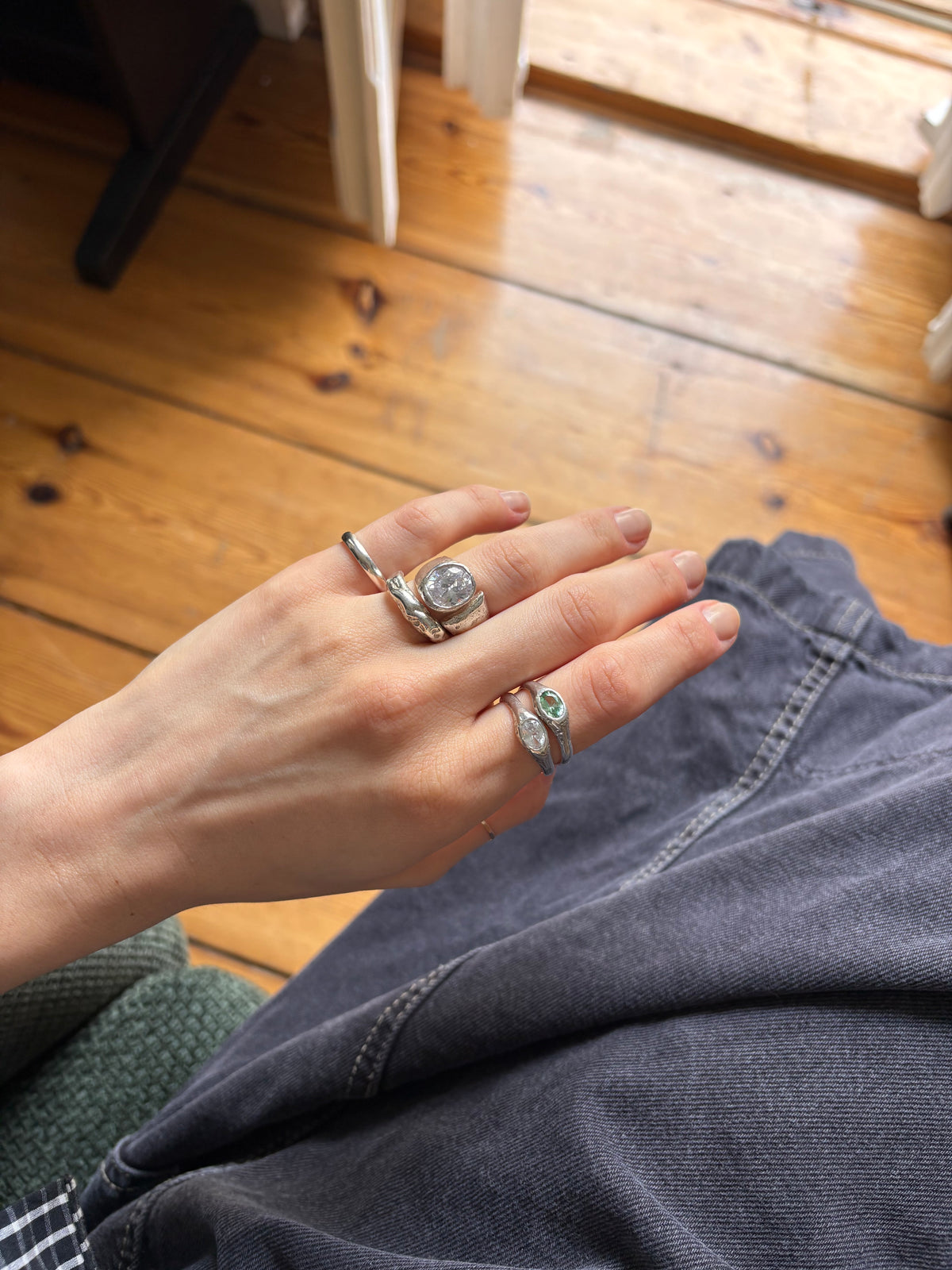 Irregular Adjustable Silver Band Ring (Chunky)