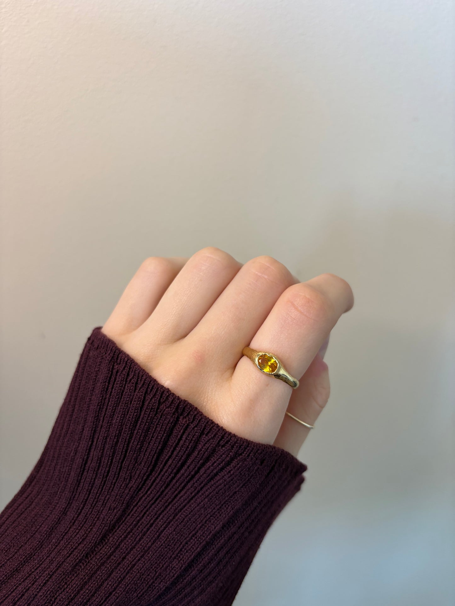 Yellow Lab-Grown Sapphire Oval Shape Gold Plated Ring