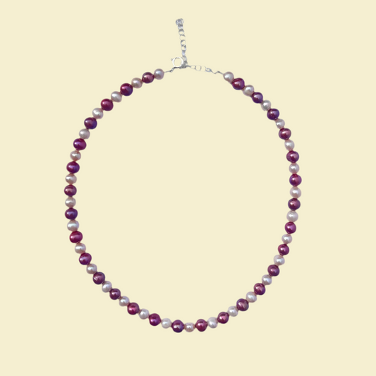 Pink Round Pearl Necklace