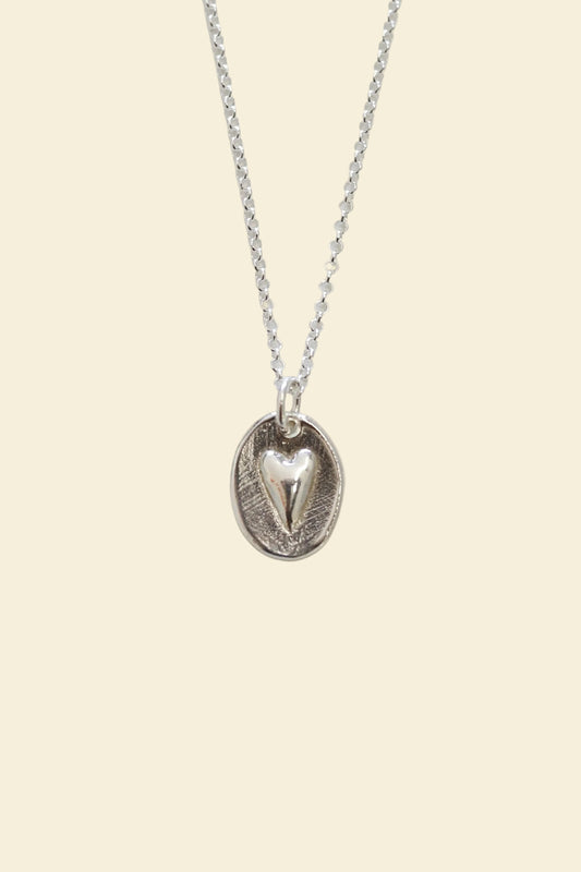 Heart Oval Sterling Silver Necklace
