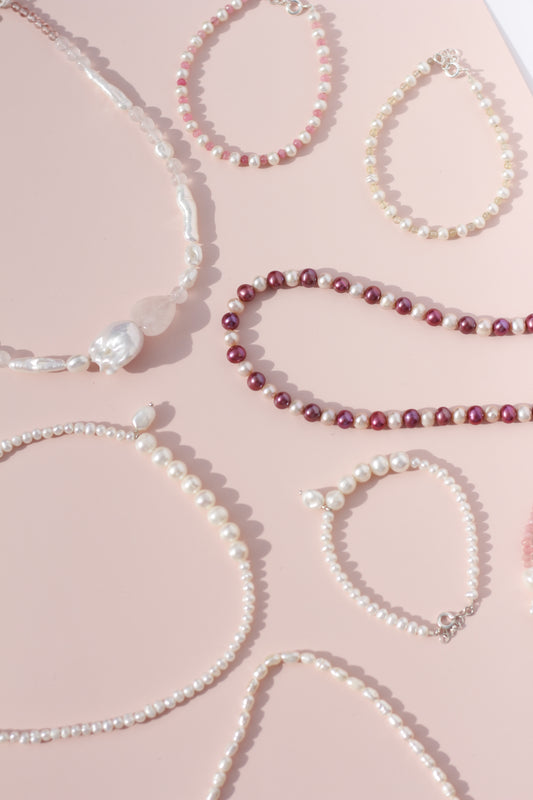 Pink Round Pearl Necklace