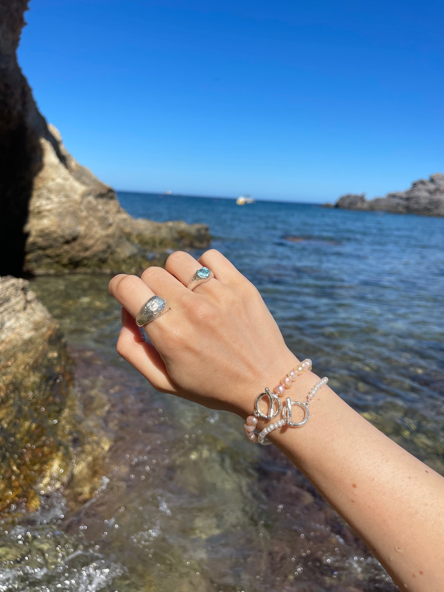 Pink Pearl Bracelet with Handmade Closure