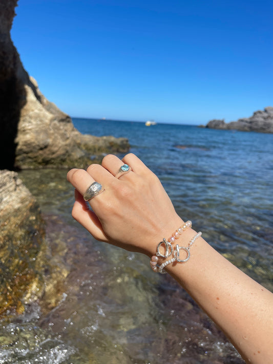 Pink Pearl Bracelet with Handmade Closure