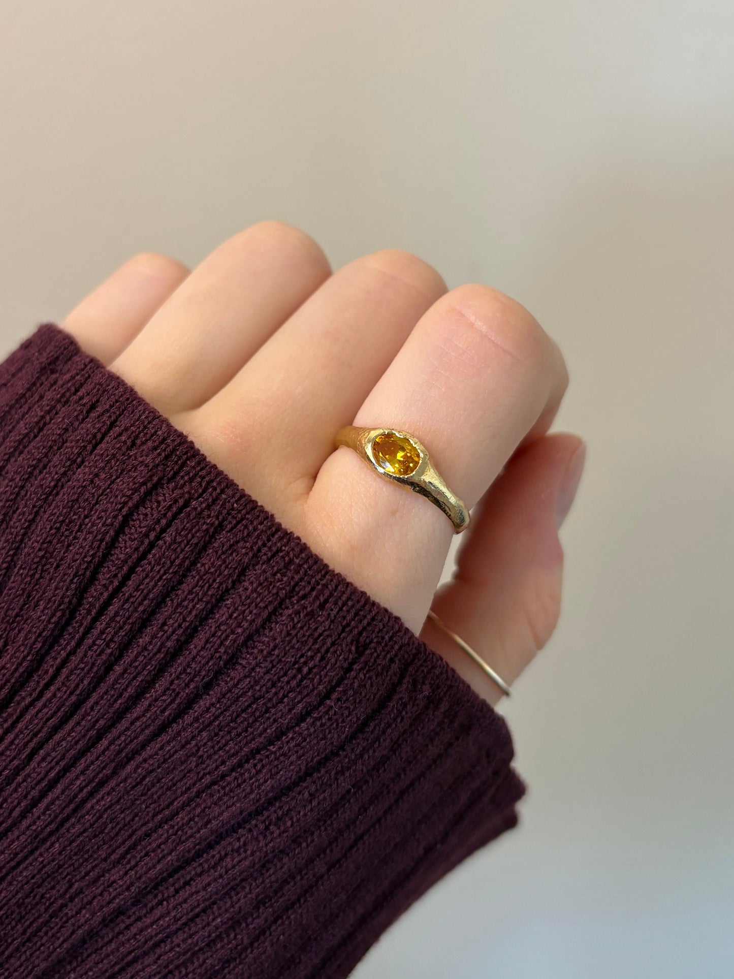 Yellow Lab-Grown Sapphire Oval Shape Gold Plated Ring