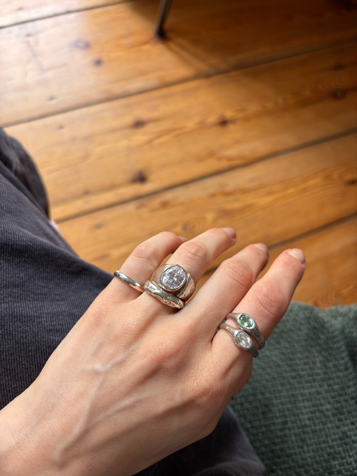 Irregular Adjustable Silver Band Ring (Chunky)