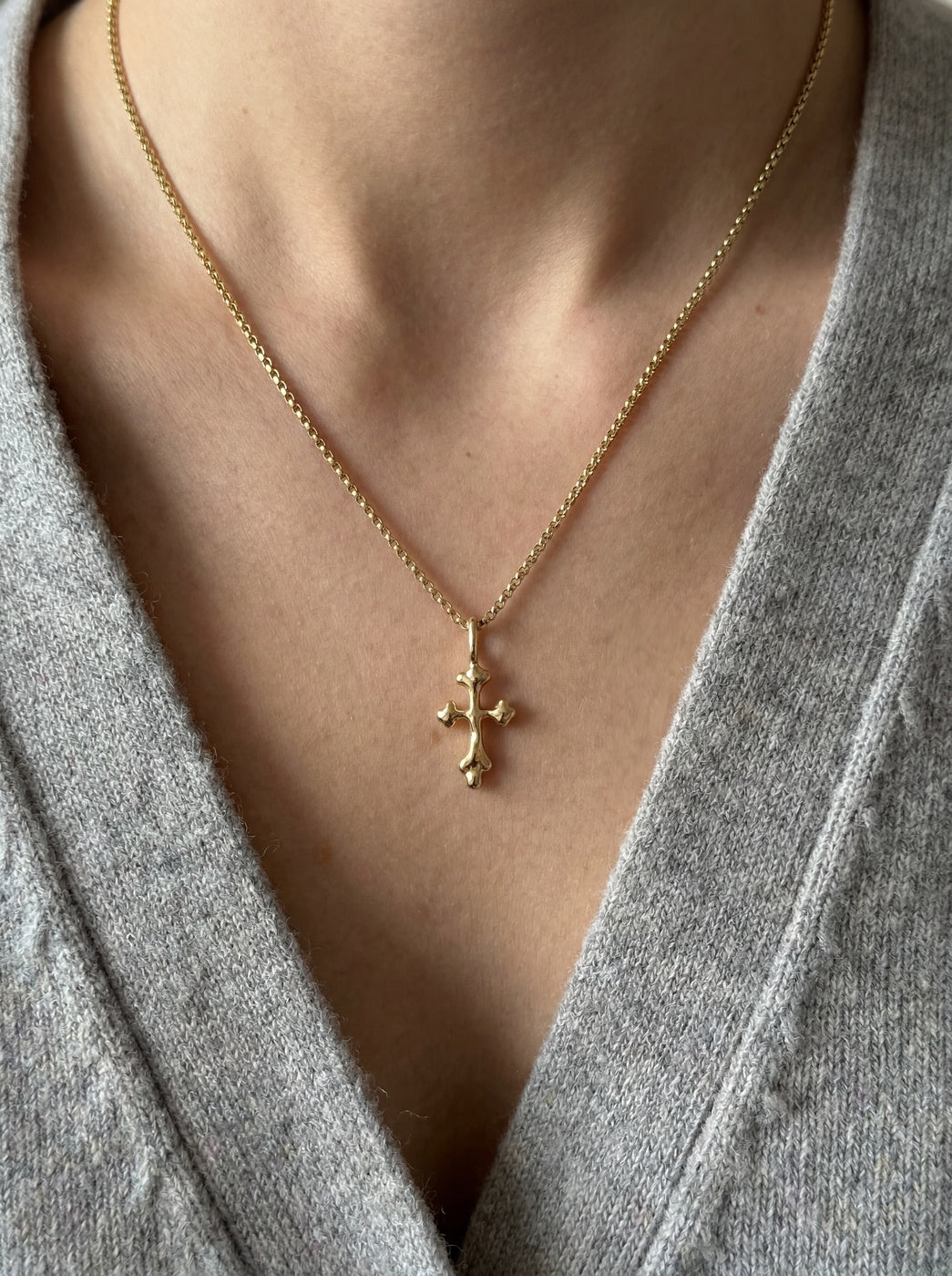 Tiny Cross Gold Necklace
