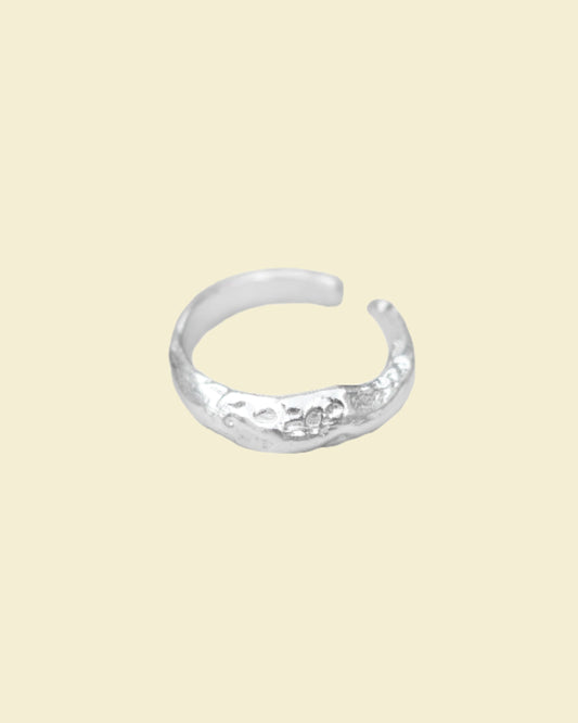 Irregular Adjustable Silver Band Ring (Chunky)