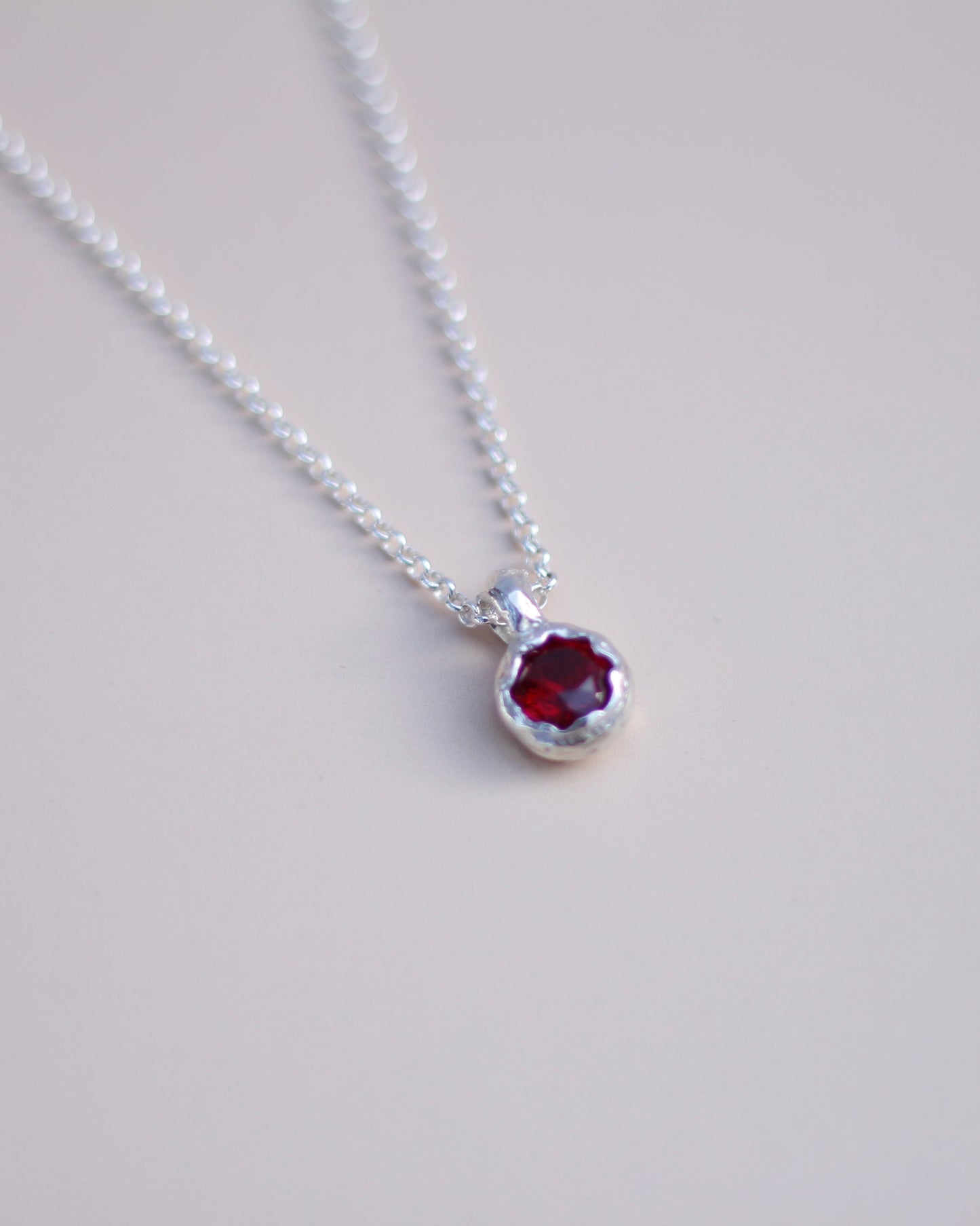 Red Lab-Grown Ruby Pendant Necklace