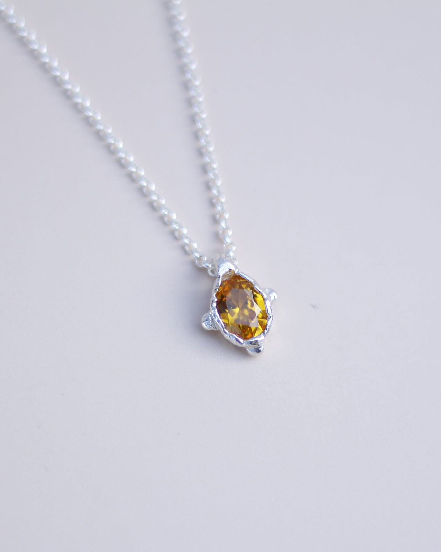 Yellow Dot Lab-Grown Sapphire Pendant Necklace