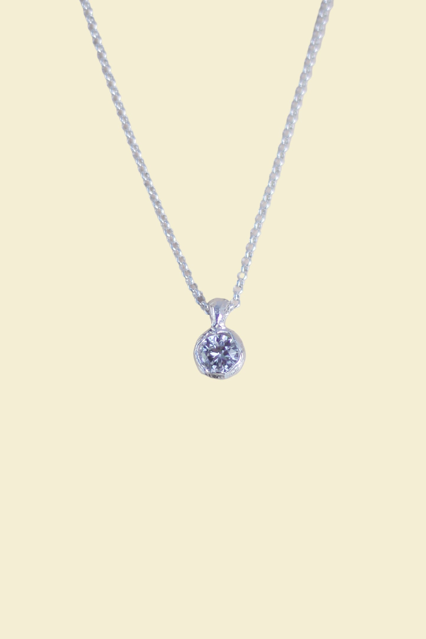 White Lab-Grown Sapphire Pendant Silver Necklace